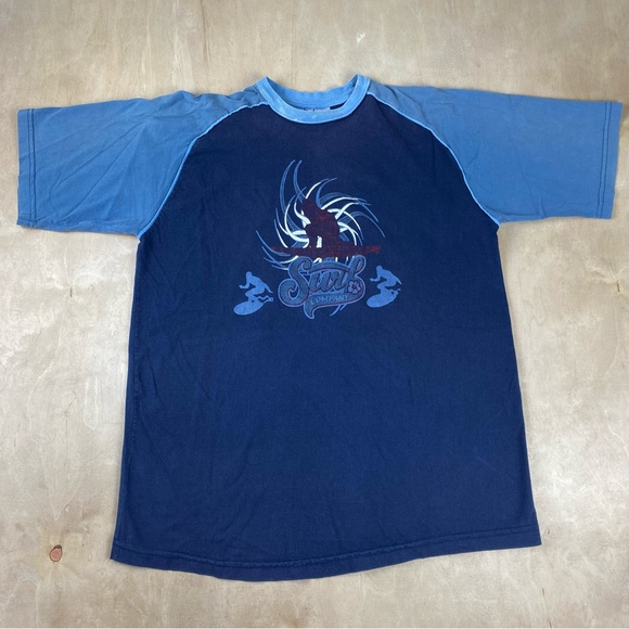 Vintage Hang Ten Surf Company Blue Large T-Shirt Beach Surf California Hawaii - Picture 1 of 5